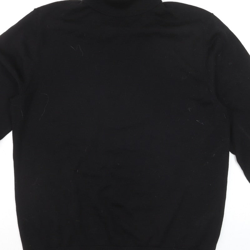 MVP Men's Black Roll Neck Jumper Size M Lightweight Knit