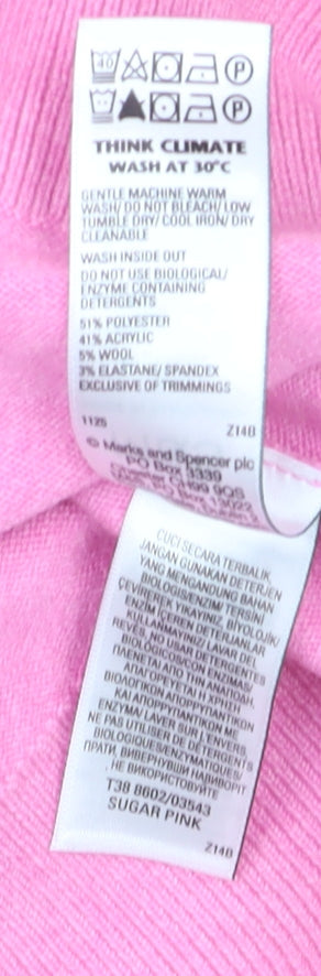 Marks and Spencer Women's Pink Crew Neck Button Cardigan M