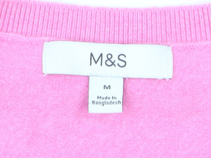 Marks and Spencer Women's Pink Crew Neck Button Cardigan M