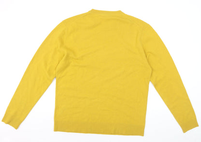 American Vintage Men Yellow Wool Cashmere Crew Neck Pullover 2XL
