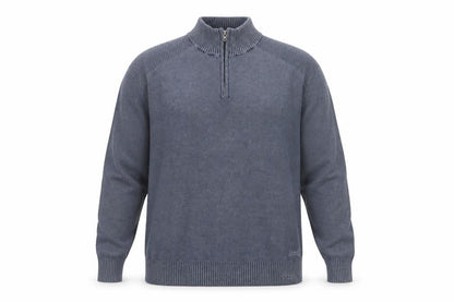 Maine New England Men's Blue Cotton 1/4 Zip Jumper Size L