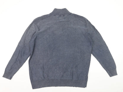 Maine New England Men's Blue Cotton 1/4 Zip Jumper Size L
