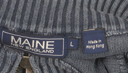 Maine New England Men's Blue Cotton 1/4 Zip Jumper Size L