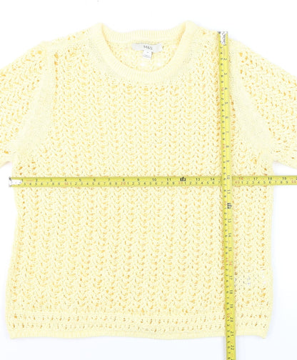 Marks and Spencer Women's Yellow Open-Knit Cotton Jumper M