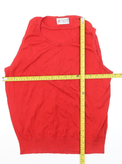 Austin Reed Women Red Cotton Sleeveless Vest Jumper L