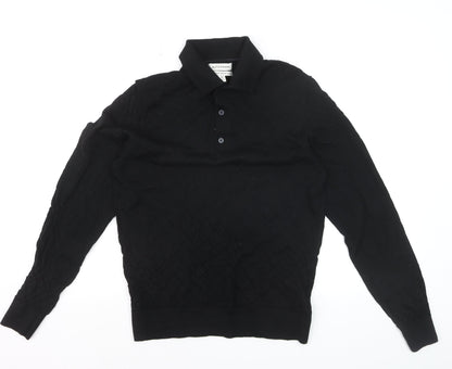 Marks and Spencer Men’s Black Merino Wool Collared Pullover Jumper M