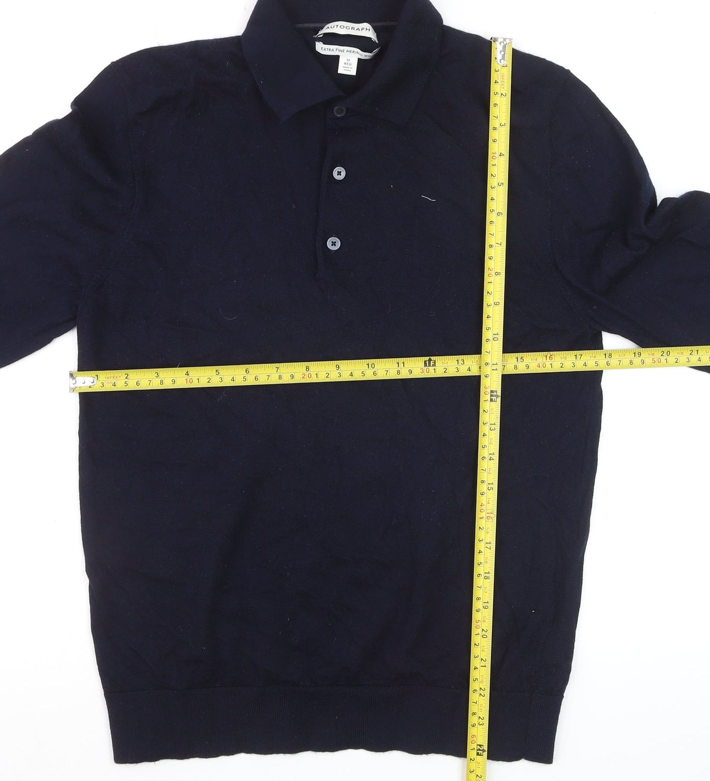 Marks and Spencer Men’s Blue Merino Wool Henley Jumper M