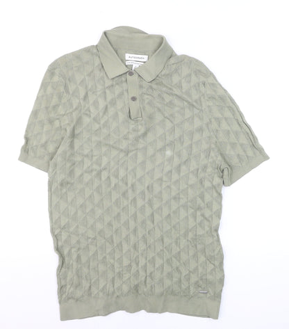Marks and Spencer Mens Green Cotton Polo Jumper M Regular
