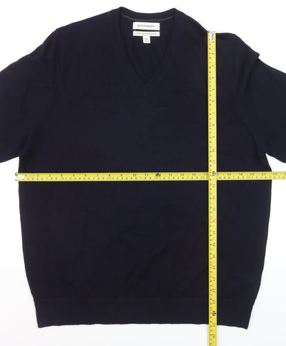 Marks and Spencer Men’s Blue Merino Wool V-Neck Jumper L