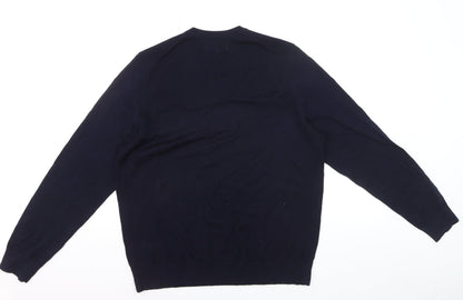 Marks and Spencer Men’s Blue Merino Wool V-Neck Jumper L