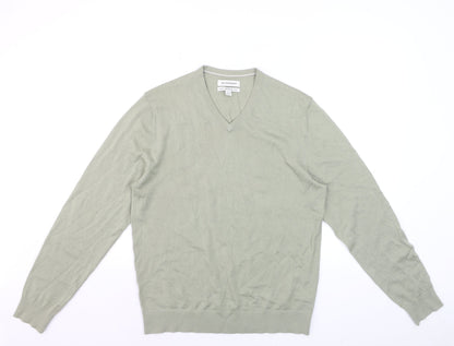 Marks and Spencer Men’s Green Merino Wool V-Neck Jumper M