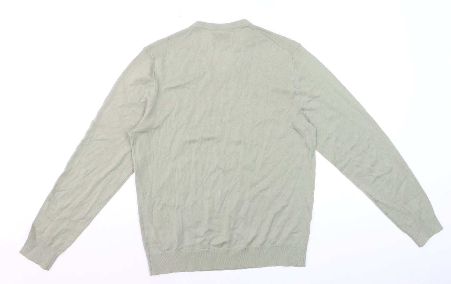 Marks and Spencer Men’s Green Merino Wool V-Neck Jumper M