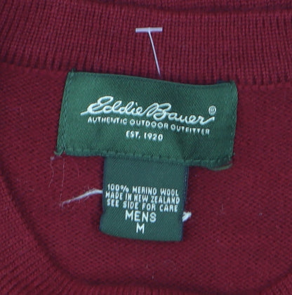 Eddie Bauer Men's Red Merino Wool Crew Neck Pullover Jumper M