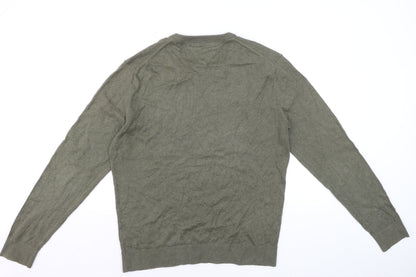 Tommy Hilfiger Men’s Green V-Neck Cotton Cashmere Jumper L