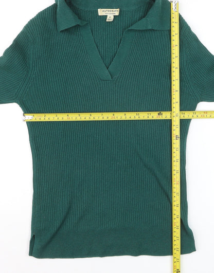 Marks and Spencer Autograph Green Wool Cashmere Collared Women's XS Jumper