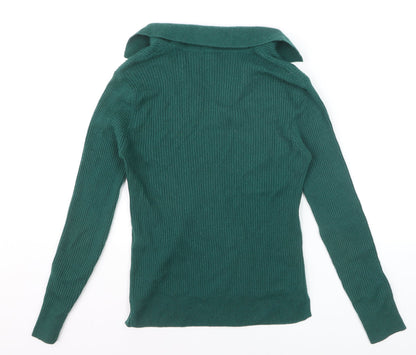 Marks and Spencer Autograph Green Wool Cashmere Collared Women's XS Jumper
