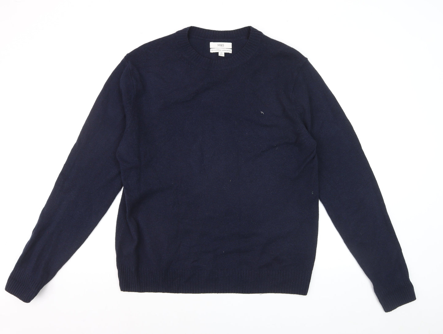 Marks and Spencer Men’s Blue Wool Crew Neck Jumper M Regular Fit