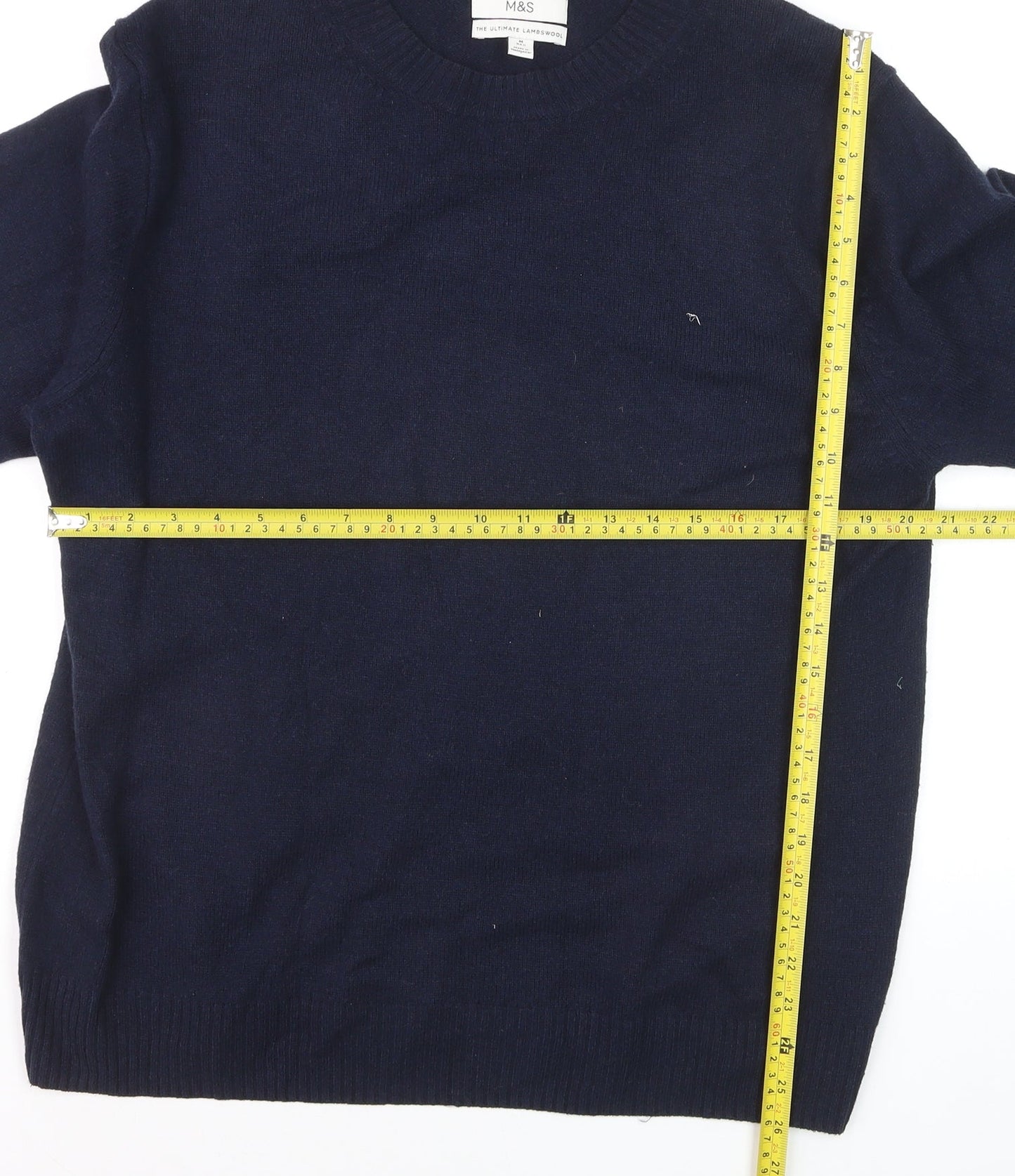 Marks and Spencer Men’s Blue Wool Crew Neck Jumper M Regular Fit