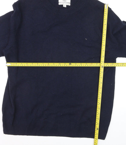 Marks and Spencer Men’s Blue Wool Crew Neck Jumper M Regular Fit