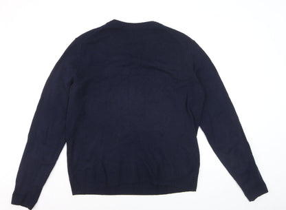 Marks and Spencer Men’s Blue Wool Crew Neck Jumper M Regular Fit