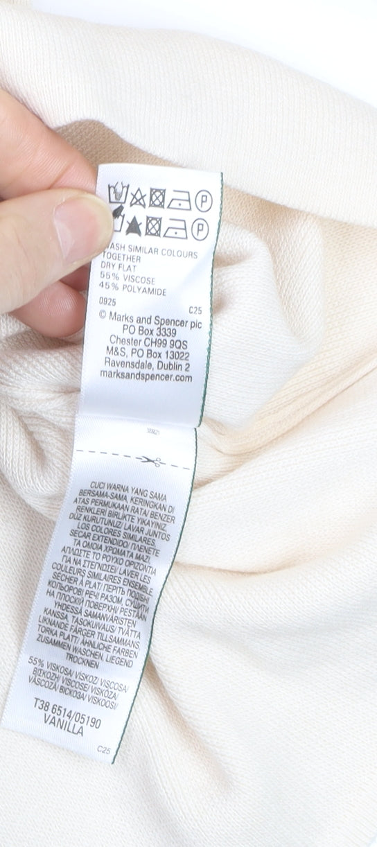 Marks and Spencer Women Beige Collared Short Sleeve Cardigan L