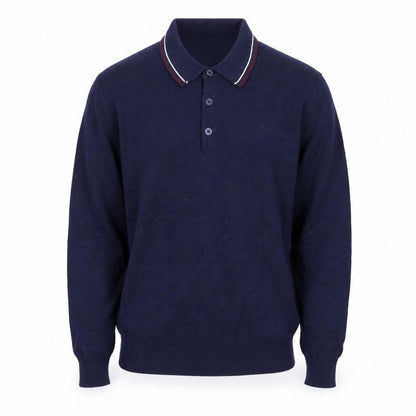 Ben Sherman Men's Blue Collared Cotton Henley Jumper Size M