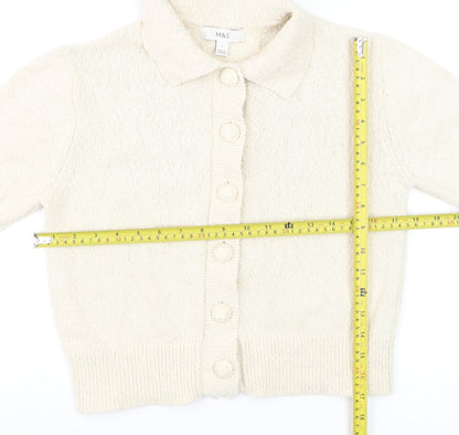 Marks and Spencer Women's Ivory Collared Short Sleeve Knit Cardigan S