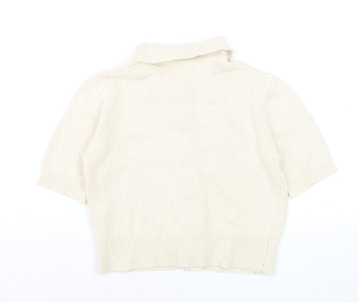Marks and Spencer Women's Ivory Collared Short Sleeve Knit Cardigan S