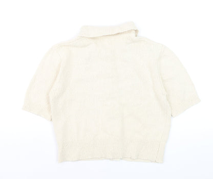 Marks and Spencer Women's Ivory Collared Short Sleeve Knit Cardigan S
