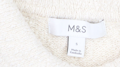 Marks and Spencer Women's Ivory Collared Short Sleeve Knit Cardigan S