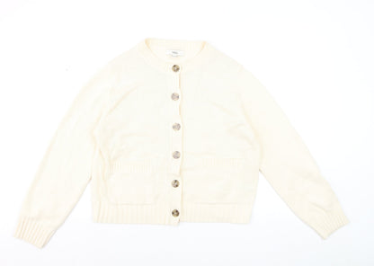 Marks and Spencer Women's Ivory Cotton Blend Button Cardigan M