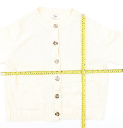 Marks and Spencer Women's Ivory Cotton Blend Button Cardigan M