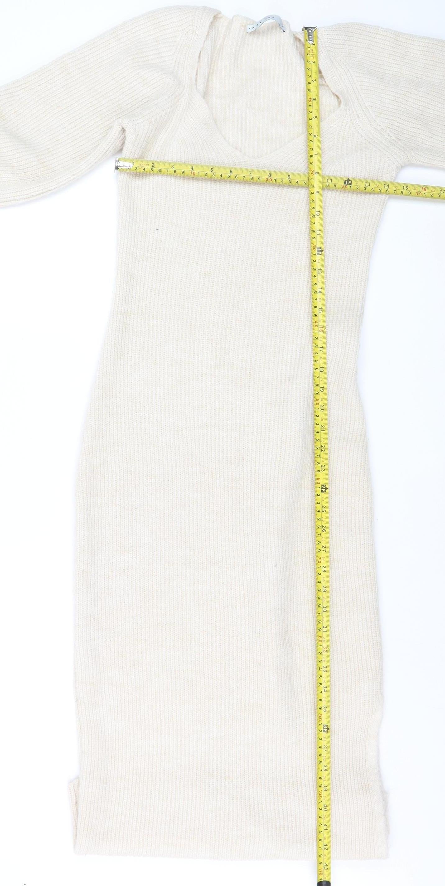 FW Bridge Women’s Beige Knit Bodycon Midi Dress Size 8