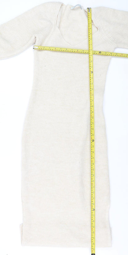 FW Bridge Women’s Beige Knit Bodycon Midi Dress Size 8