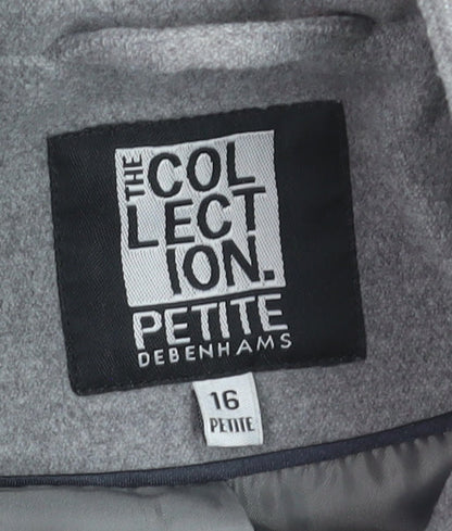 Debenhams The Collection Petite Grey Pea Coat Women’s Size 16