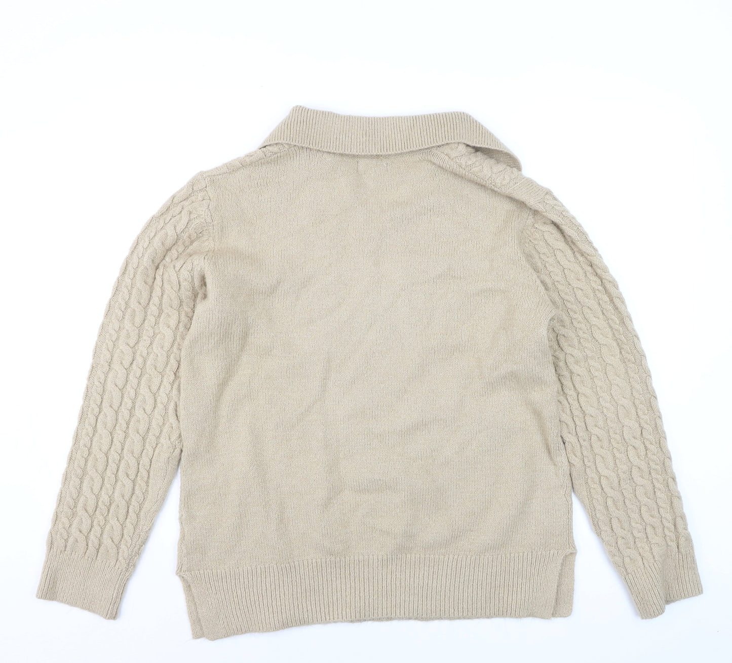 Cotton Traders Women Beige Size 16 Cable-Knit Pullover Jumper