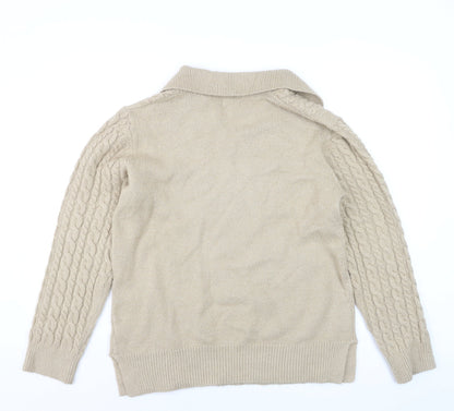 Cotton Traders Women Beige Size 16 Cable-Knit Pullover Jumper