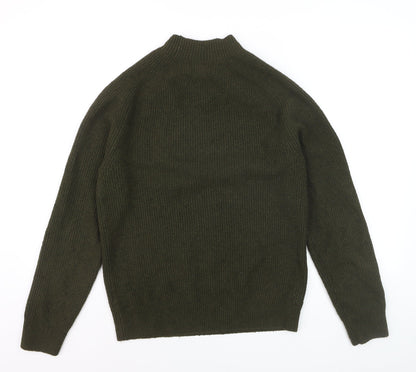 Marks and Spencer Men’s Green Wool Blend Mock Neck Pullover Jumper Size S
