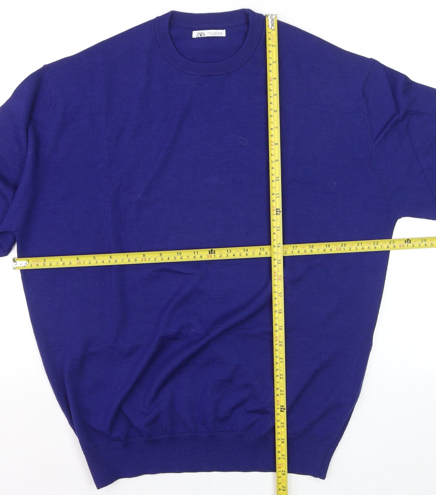 Zara Men’s Blue Wool Blend Crew Neck Jumper XL