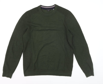 Ted Baker Men's Green Wool Blend Crew Neck Pullover Jumper M