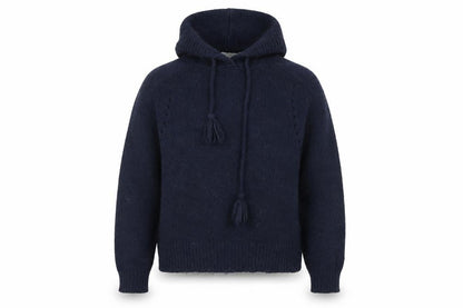 Marks & Spencer Per Una Women's Blue Hooded Knit Jumper L
