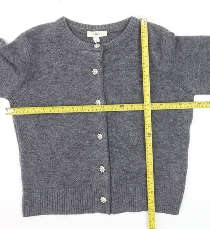 Marks and Spencer Women's Grey Cardigan Small Knit Crew Neck
