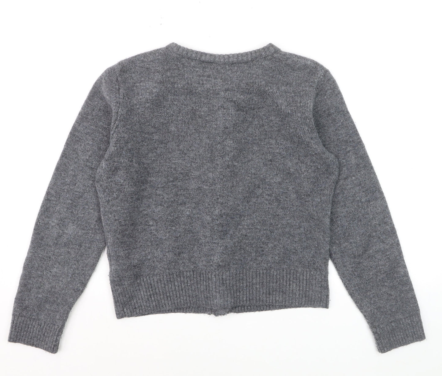 Marks and Spencer Women's Grey Cardigan Small Knit Crew Neck