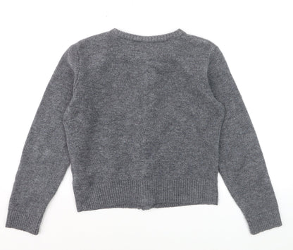 Marks and Spencer Women's Grey Cardigan Small Knit Crew Neck