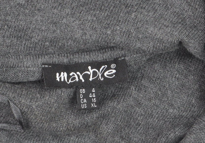 Marble Women’s Grey Cotton Cowl Neck Tunic Jumper Size 14