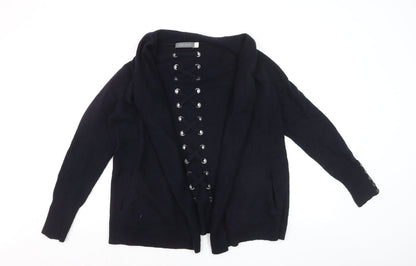 Mint Velvet Womens Black Size 10 Cardigan Lace Up Knit Jumper