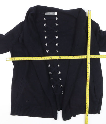 Mint Velvet Womens Black Size 10 Cardigan Lace Up Knit Jumper
