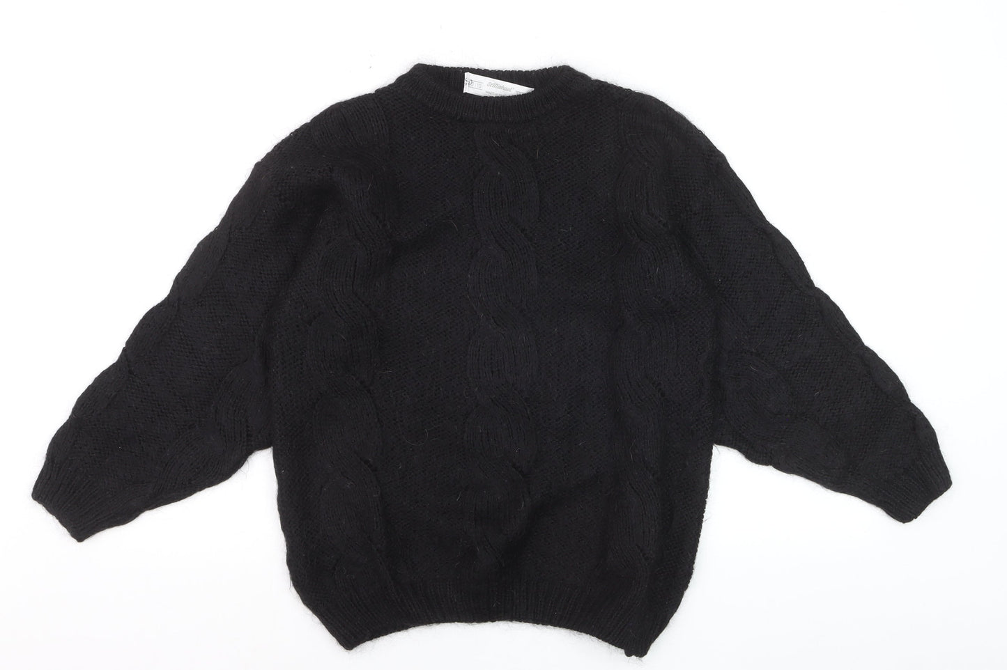 Marks and Spencer Women’s Black Wool Chunky-Knit Jumper Size 10