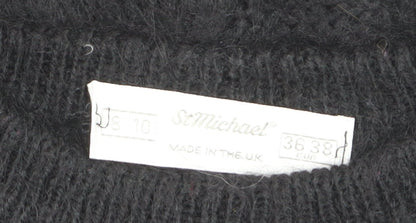 Marks and Spencer Women’s Black Wool Chunky-Knit Jumper Size 10