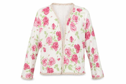 Laura Ashley Womens Beige Pink Floral Cardigan Large Cotton